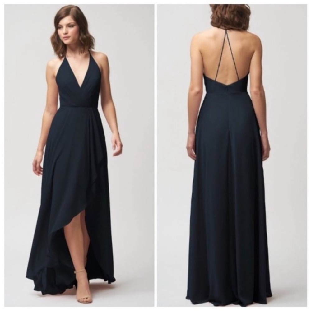 Jenny Yoo NWT Lux Chiffon Farrah Navy Dress